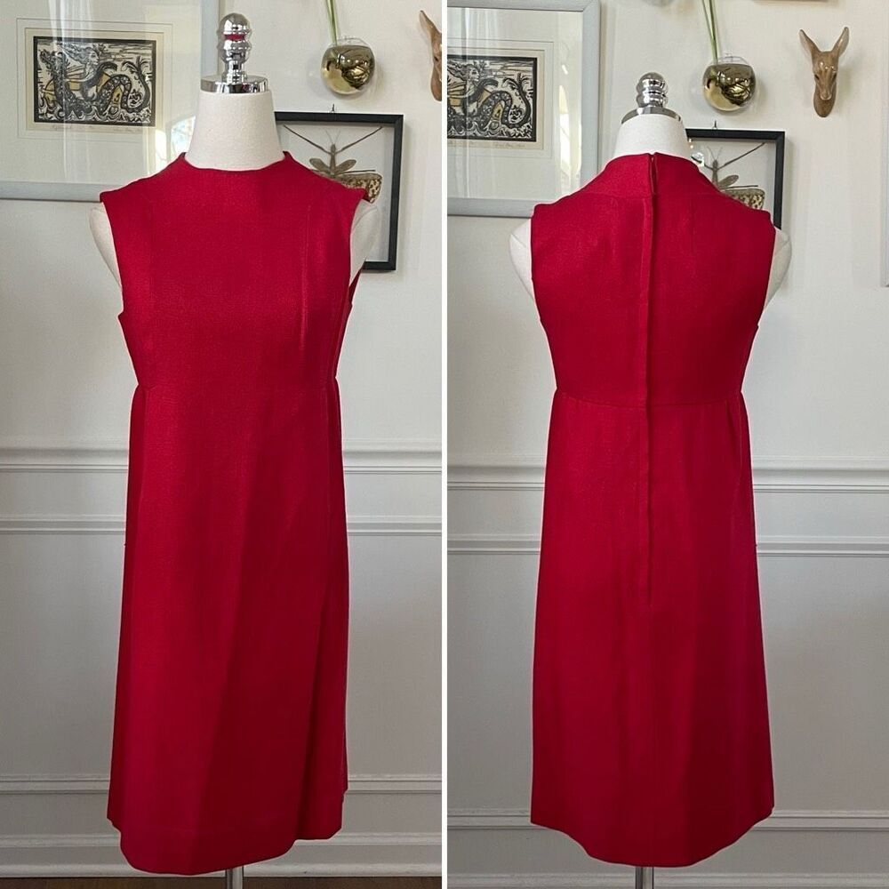 Vintage 60s Saks Fifth Avenue Mock Neck Sleeveless Shift Dress S M